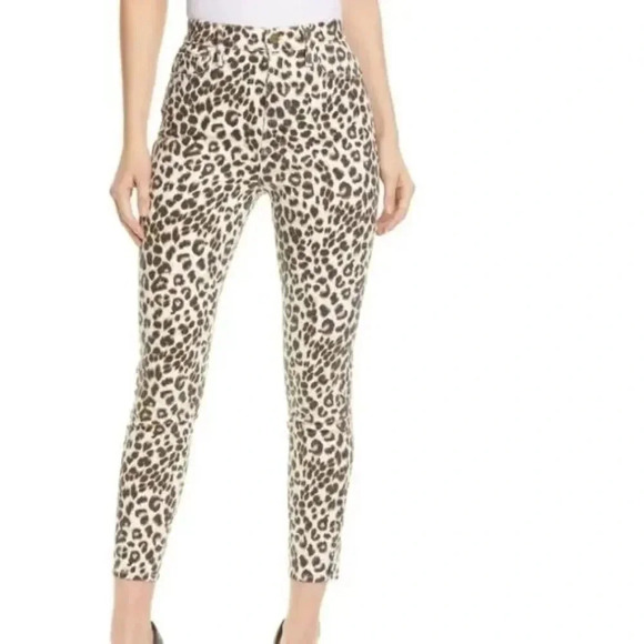 Frame Ali Leopard High Rise Cigarette Jeans - Picture 1 of 12